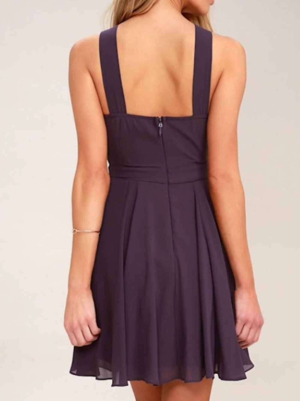 Lulus Forevermore Dusty Purple Skater Dress Size M - Picture 2 of 6